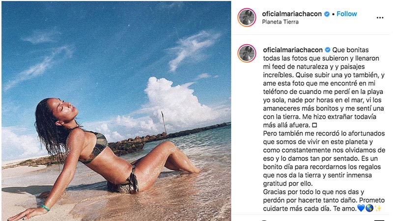 María Chacón Instagram extraña la playa