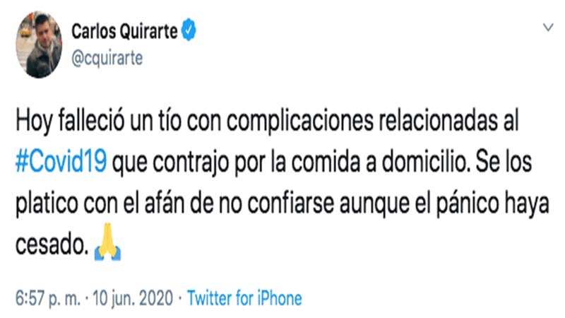 Carlos Quirarte Redes Sociales Familia Covid-19 Fallecimiento Luto