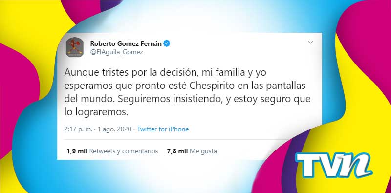Tuit de Roberto Gómez Fernández 