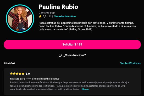Paulina Rubio cameo videos saludos fans