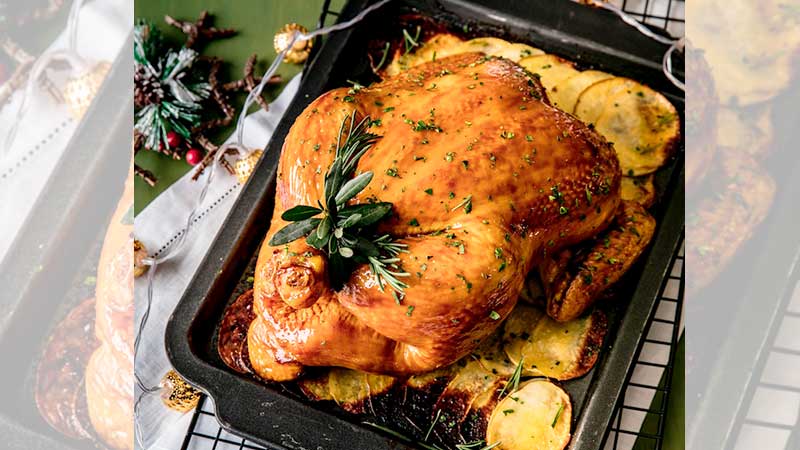 Pollo horneado receta navideña
