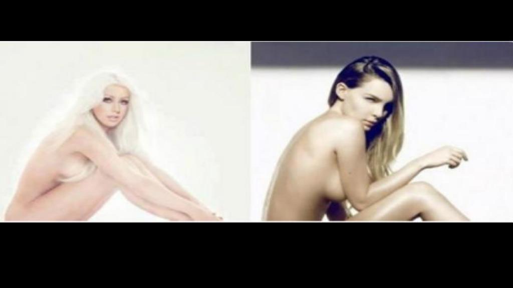 Christina Aguilera y Belinda con la misma pose.