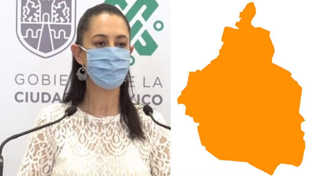 Claudia Sheinbaum Jefa de Gobierno CDMX Semáforo Epidemiológico naranja Albercas Cines Antros convertidos en restaurantes