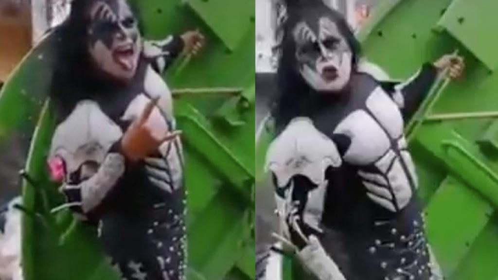 Recolector de basura se caracteriza como uno de los músicos de Kiss y se hace viral.